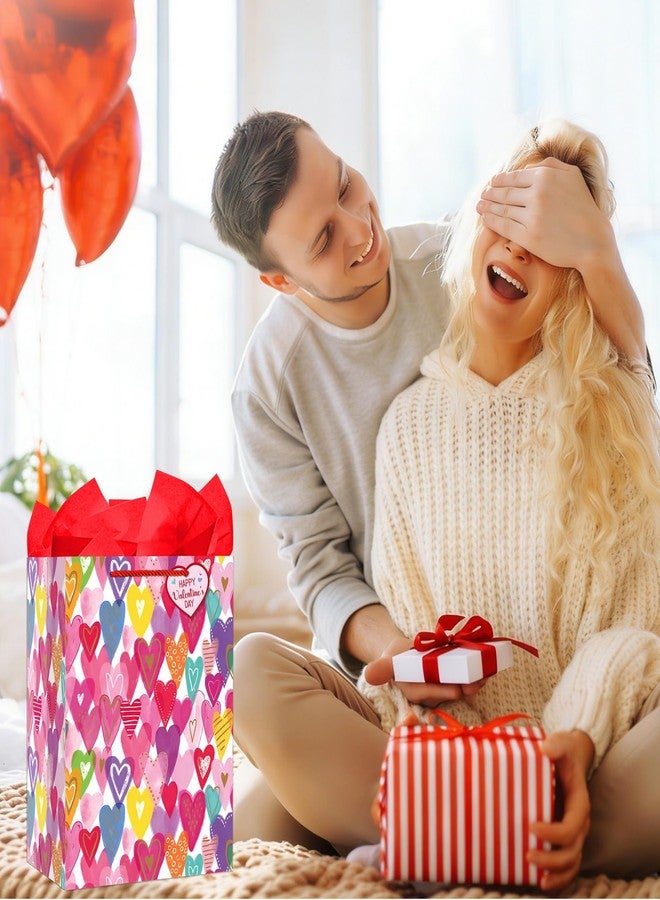 D4DREAM Valentine's Day Gift Bags - 11.5'' Medium Valentines Heart Gift Bag with Tissue Paper and Tag for Her Him - Valentines Gifts for Boyfriend Girlfriend Men Women Wife Husband - Image 3